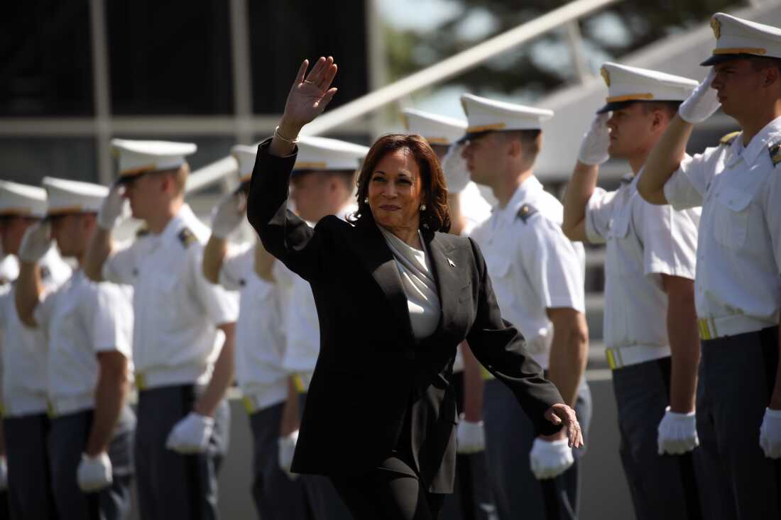 Vice President Harris arrives at West Point's graduation ceremony on May 27, 2023. She was the first woman to give a commencement address in the military academy's 221-year history.