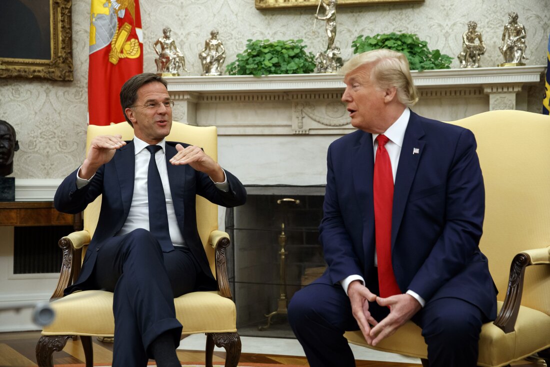 President Donald Trump speaks during a meeting with the Dutch Prime Minister Mark Rutte in the Oval Office of the White House, Thursday, July 18, 2019, in Washington.