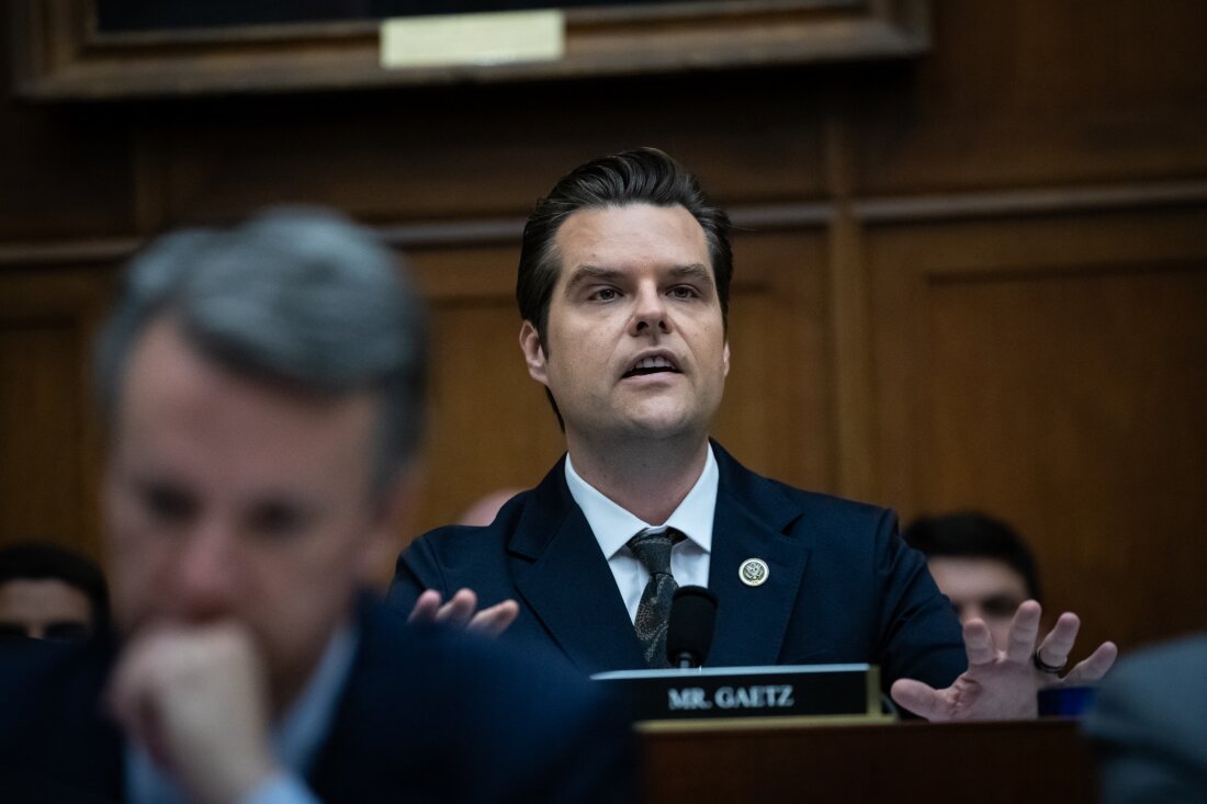 Rep. Matt Gaetz (R-FL) questions Attorney General Merrick Garland during a hearing by the House Judiciary Committee, on June 4. President-elect Trump announced his intent to nominate Gaetz to head up the Department of Justice