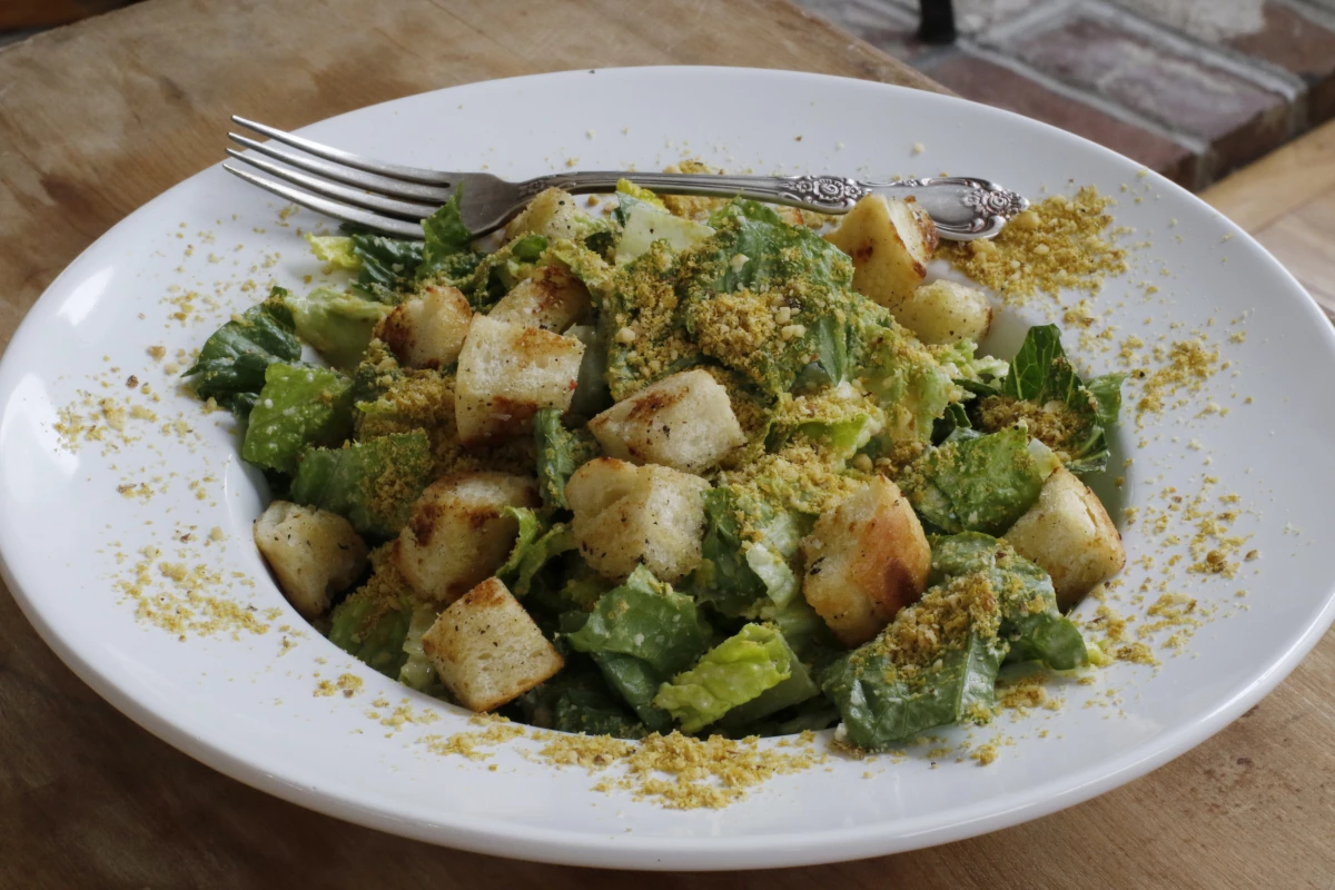 A vegan Caesar salad.