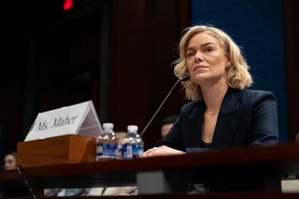 NPR CEO and President Katherine Maher testifies during a House Oversight Committee hearing in March.