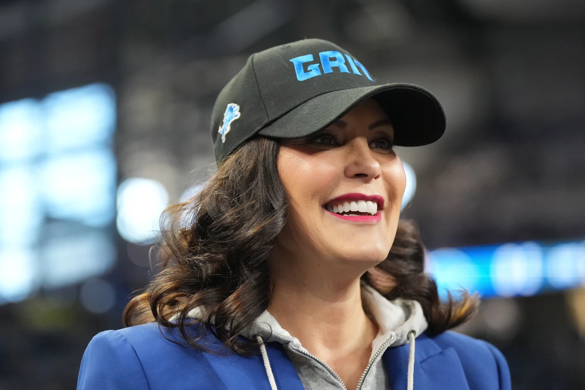 Michigan Gov. Gretchen Whitmer seen prior to the NFC Divisional Playoff game between the Detroit Lions and the Tampa Bay Buccaneers at Ford Field on Jan. 21, 2024, in Detroit. In her state of the state this past year, Whitmer announced a plan to boost access to college and training programs.