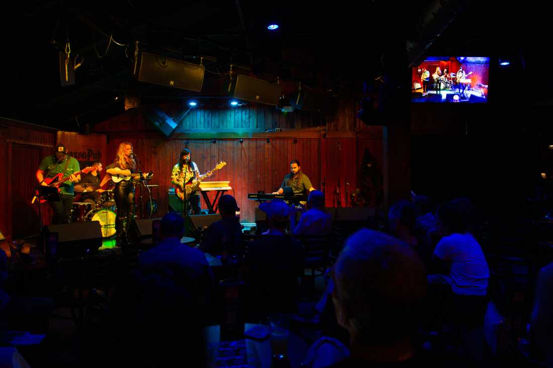 Zack Morgan plays keyboard with pop singer Ruthie Craft at the Saxon Pub in Austin, Texas, on July 27.