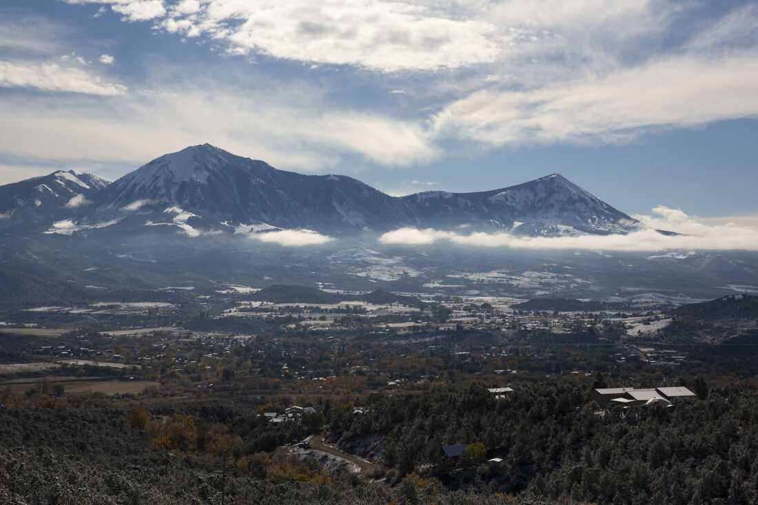 A view of Paonia, Colo., and the surrounding West Elk Mountains.