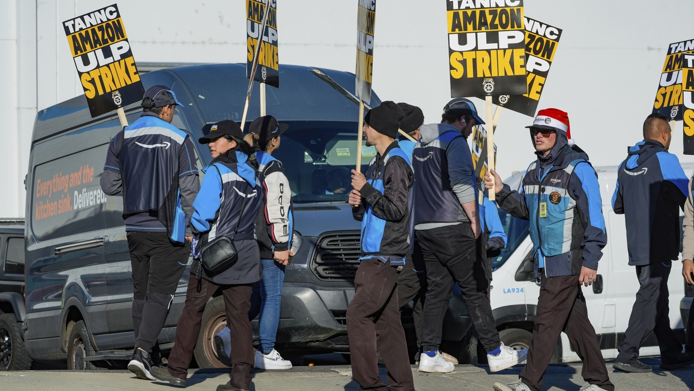 Amazon faces biggest union action as Teamsters call strike : NPR