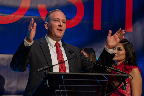 New York Rupublican gubernatorial candidate Lee Zeldin gives a speech at his election night party on Nov. 8, 2022 in New York City.