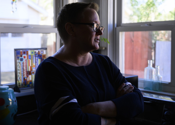 Natalie Donaldson, an Army veteran, poses for a portrait at her home on October 17.