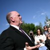 White House border czar Tom Homan speaks to the press at the White House in Washington, D.C., on April 14, 2026.