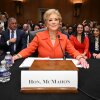 Linda McMahon, pictured here at her Senate confirmation hearing in February, previously led the U.S. Small Business Administration and World Wrestling Entertainment (WWE).