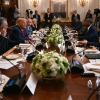 President Trump participates in a multilateral lunch with visiting African Leaders in the State Dining Room of the White House in Washington, D.C., on July 9, 2025.