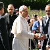 Pope Leo XIV arrives at the Gemelli University Hospital.