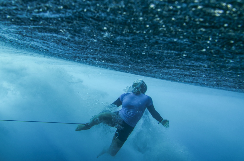 Yolanda Hopkins of Portugal wipes out during the second round of the 2024 Summer Olympics surfing competition Sunday. (POOL AFP)