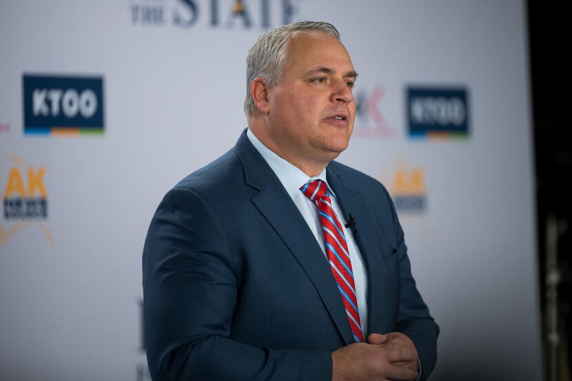 Former Republican Alaska Attorney General Treg Taylor at Debate for the State at Alaska Public Media's studio on Oct. 8, 2026.