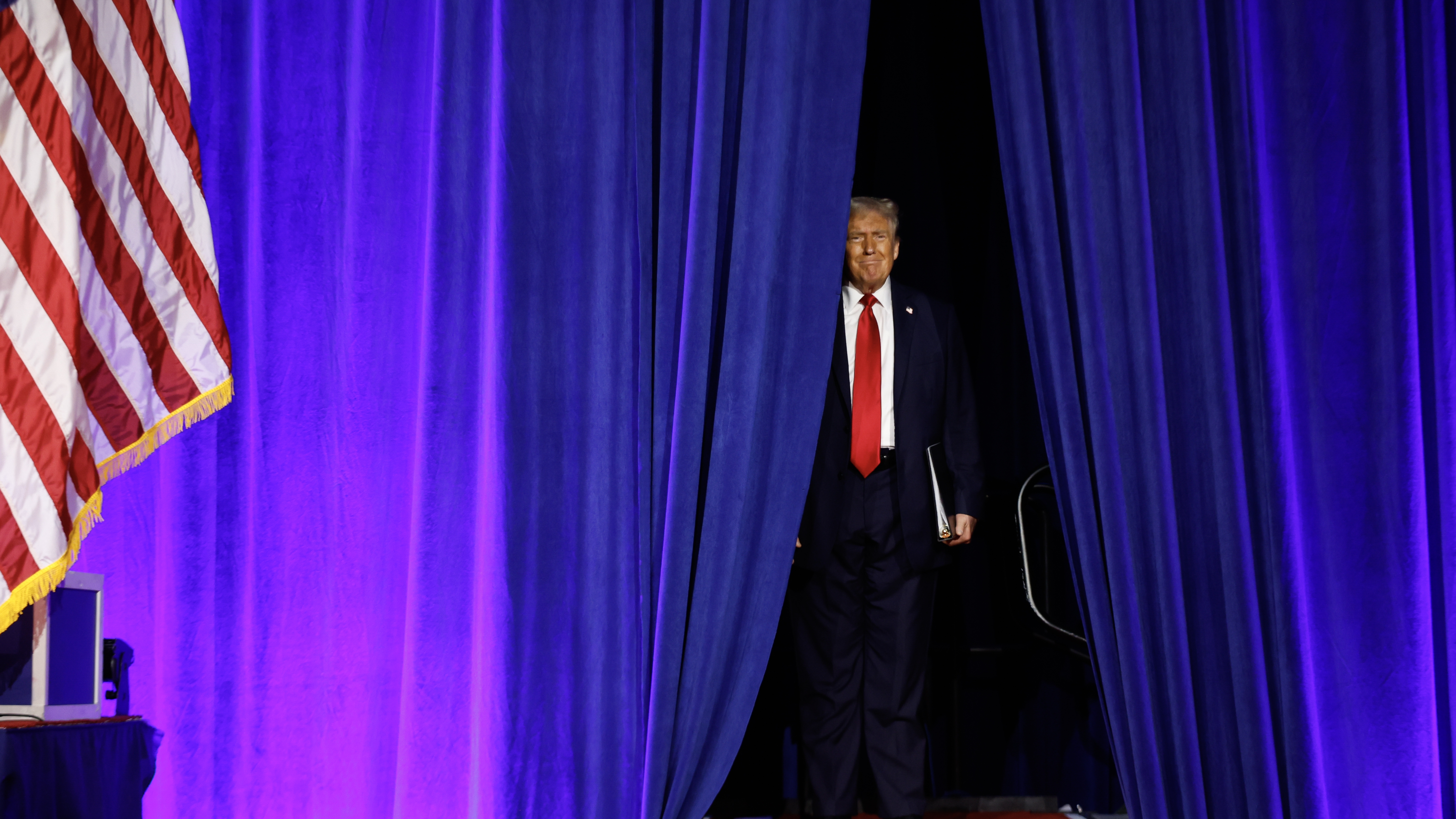 President-elect Donald Trump arrives to speak during an election night event at the Palm Beach Convention Center on Nov. 6, in West Palm Beach, Fla. Trump has articulated ambitious plans for his first 100 days in office.