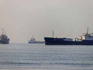 In this picture obtained from Iran's ISNA news agency on June 1, 2026, vessels sail at Suru Beach in Bandar Abbas along the Strait of Hormuz.