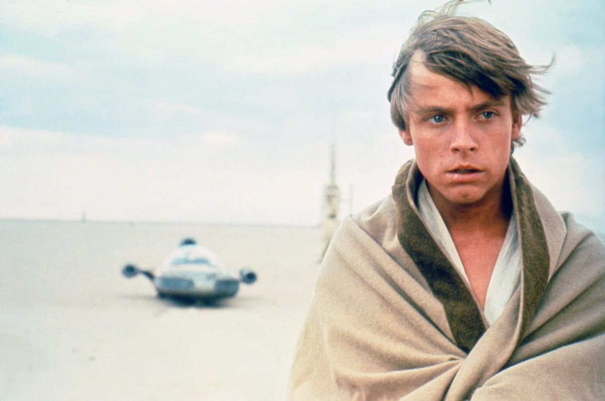 Actor Mark Hamill on the set of Star Wars.