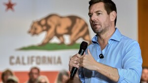 FILE - Rep. Eric Swalwell, D-Calif., appears at a town hall meeting in Sacramento, Calif., April 7, 2026.