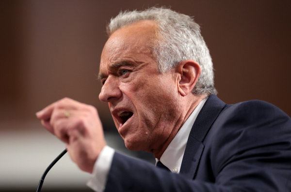 Robert F. Kennedy Jr., gestures as he makes a point at his hearing.