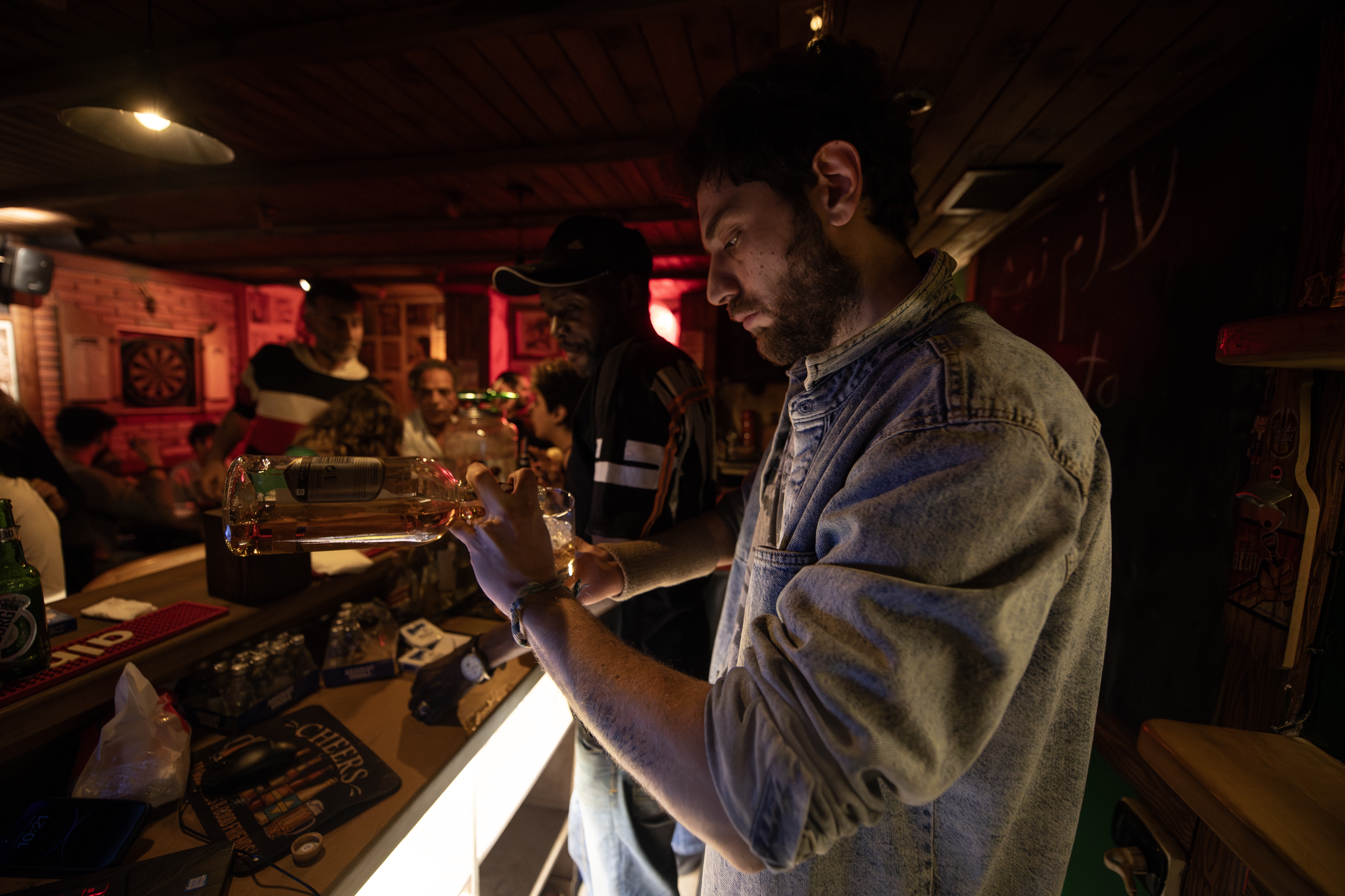 Kifah Zainie, 34, co-owns and manages Sugar Man, a popular nightspot in Damascus, on March 27. Zainie says he