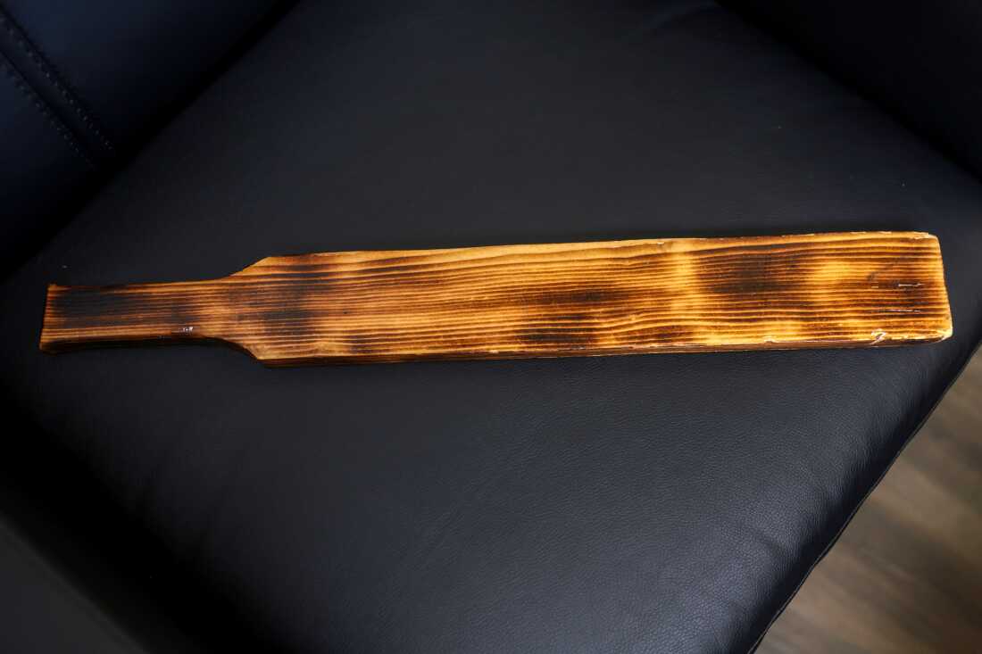 One of the handmade paddles used at Warner Elementary.