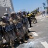 Demonstrators protest outside a downtown jail in Los Angeles following two days of clashes with police during a series of immigration raids on June 08 in Los Angeles. Tensions in the city remain high after the Trump administration called in the National Guard against the wishes of city leaders.