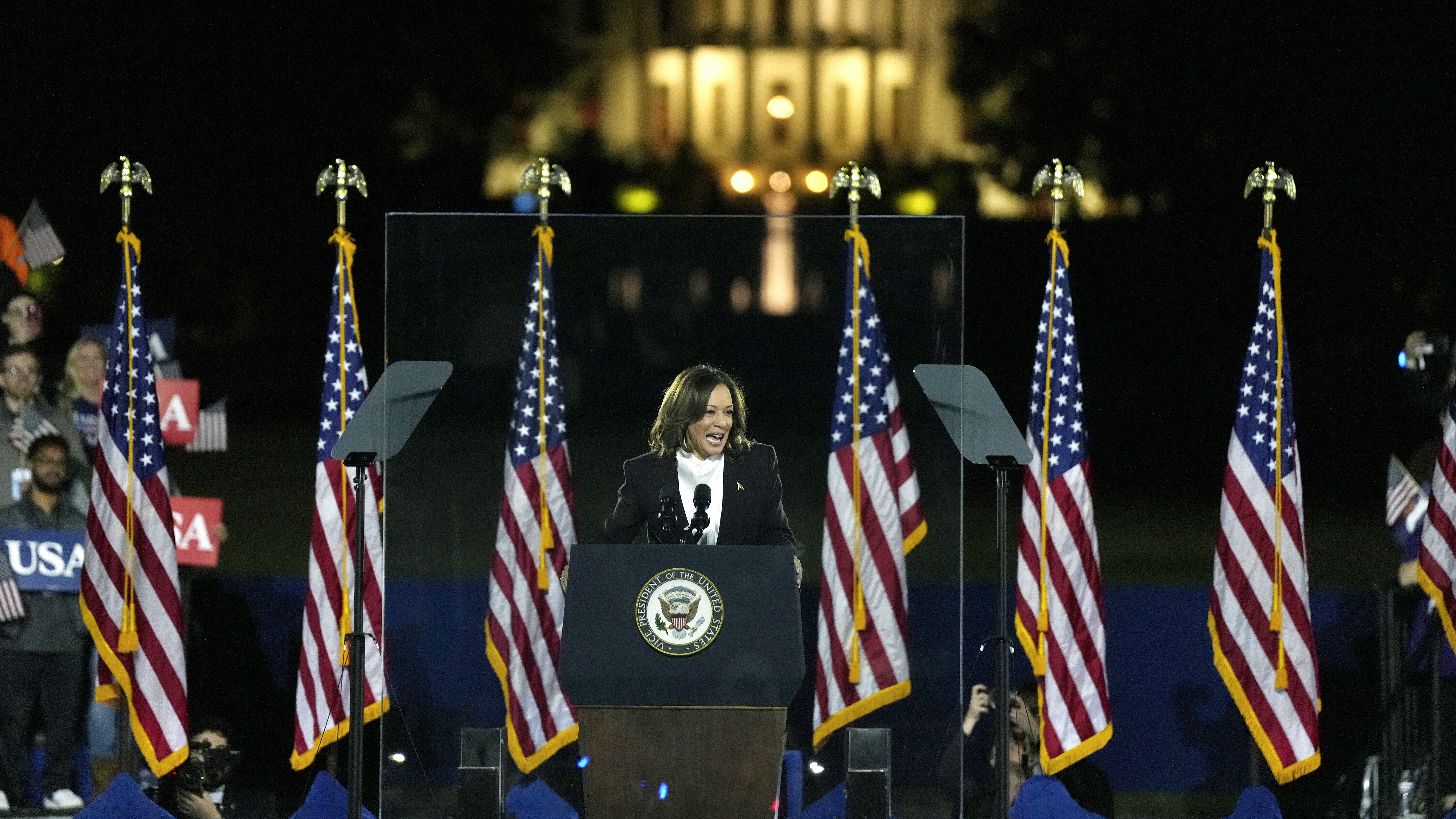 Vice President Harris speaks during a campaign rally on the Ellipse on Oct. 29, 2024 in Washington, DC.