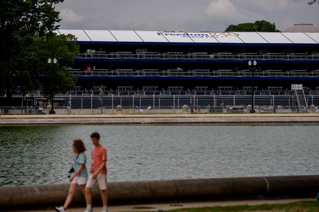 Viewing stands, as seen on the National Mall earlier this week.