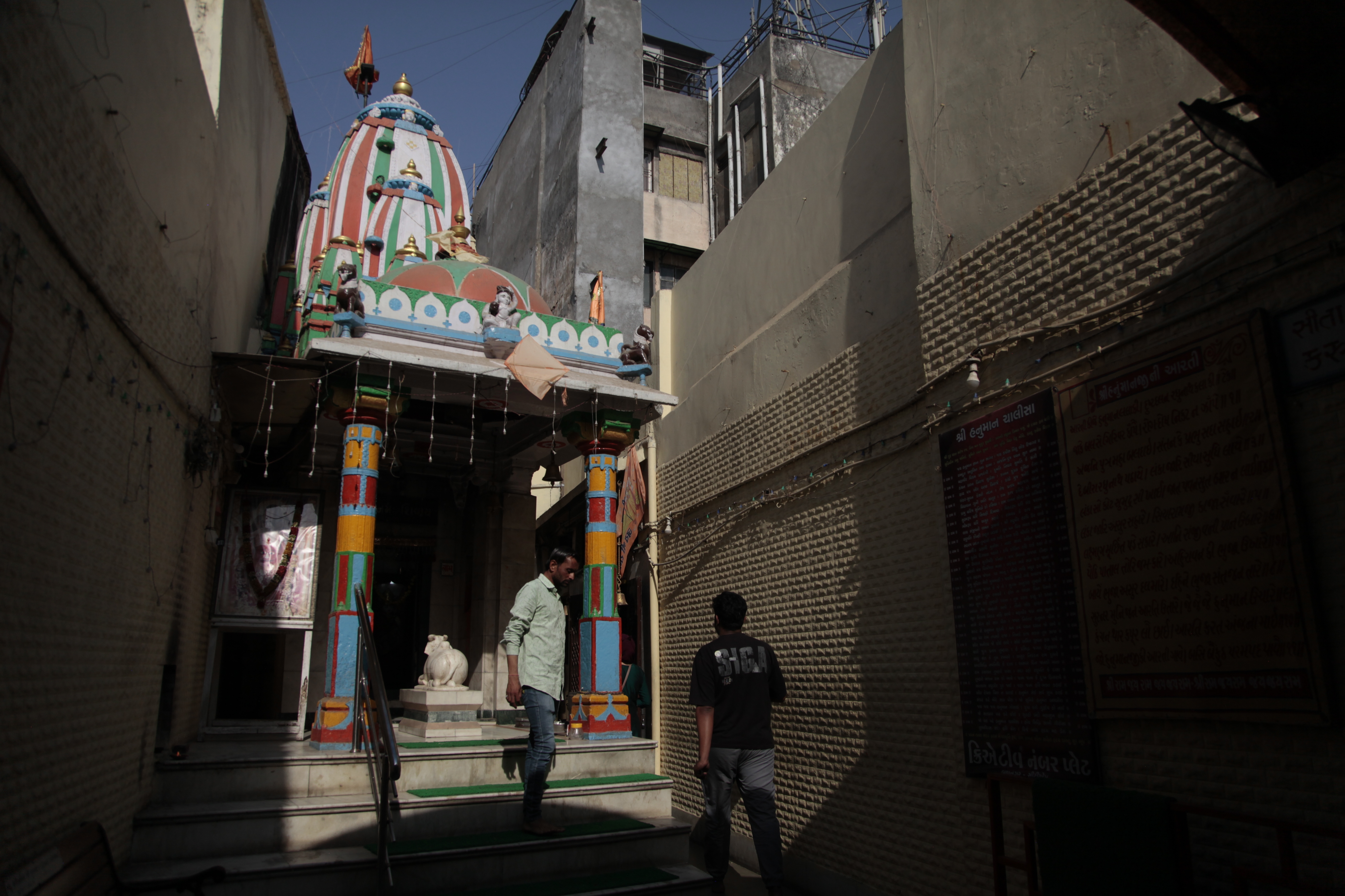 The Chamatkarik Shree Hanumanji Mandir in the old city of Ahmedabad, in western India, is seen by worshippers as a place where prayers to obtain visas to Western countries are answered. (NPR)