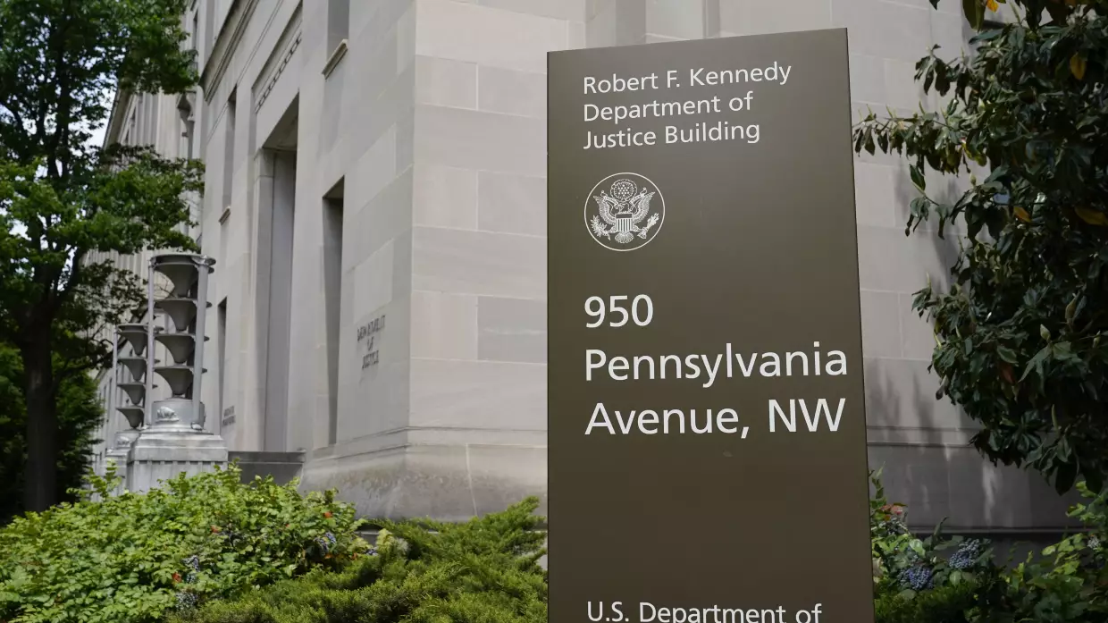 The exterior of the Robert F. Kennedy Department of Justice building is pictured on May 4, 2021, in Washington, D.C.