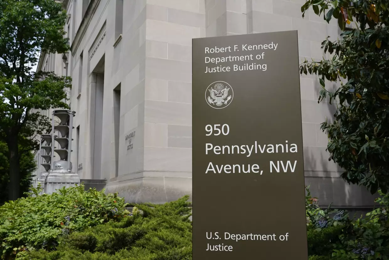 The exterior of the Robert F. Kennedy Department of Justice building is pictured on May 4, 2021, in Washington, D.C.