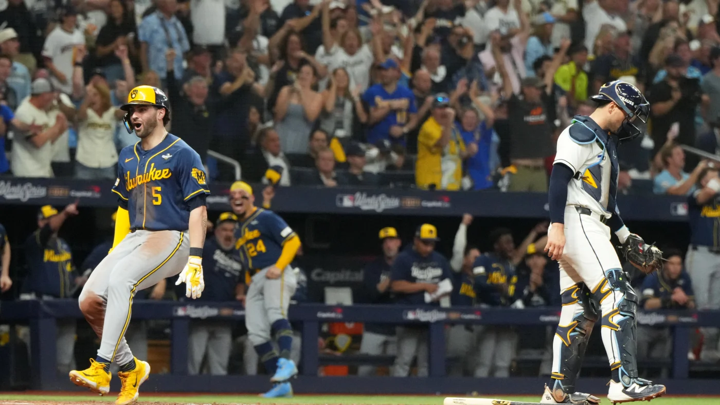 Brewers rout the Rays 10-1 to move within a win of their first World Series title