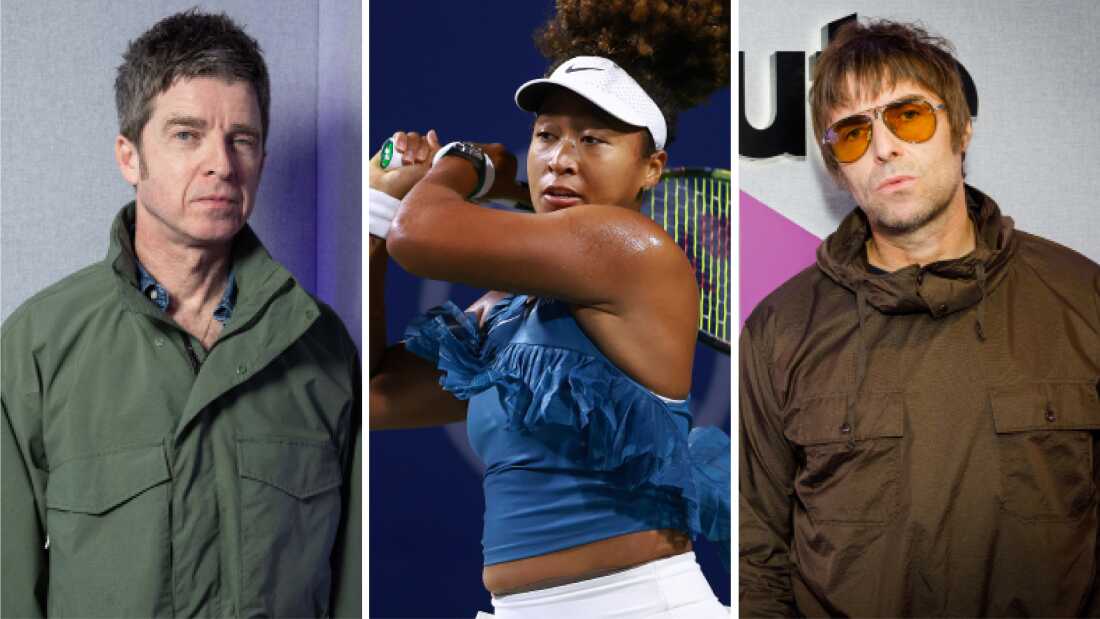 From left: Noel Gallagher, Naomi Osaka, Liam Gallagher