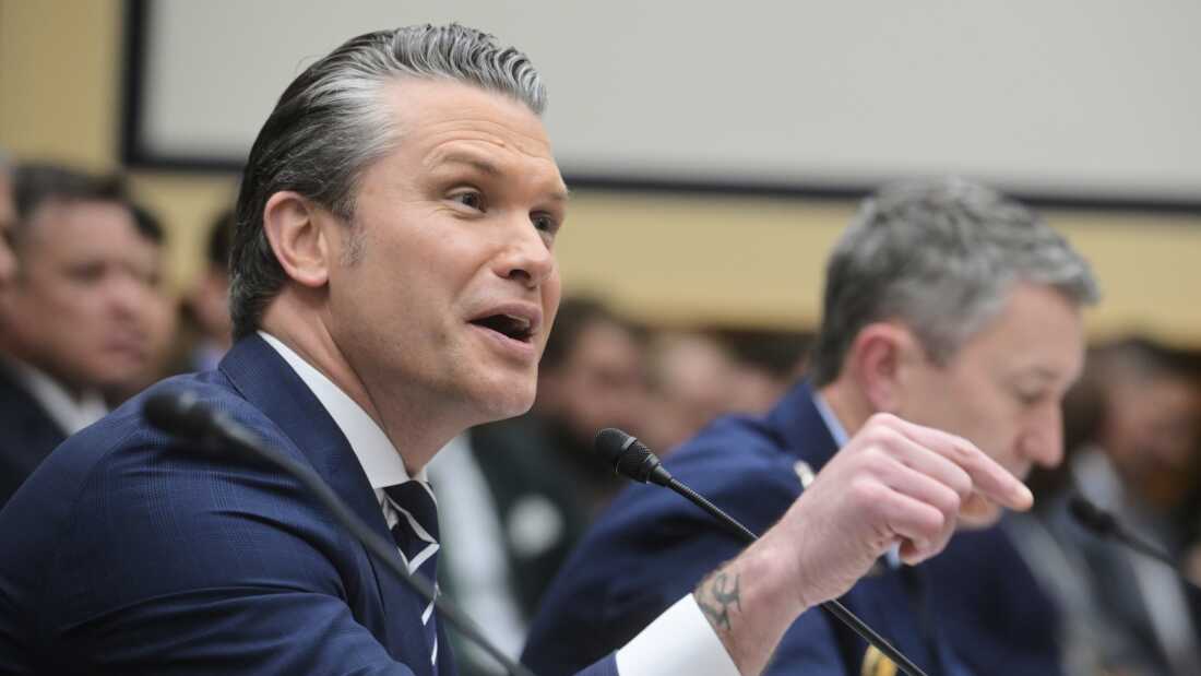 Defense Secretary Pete Hegseth testifies about the Iran war before the House Armed Services Committee on Wednesday. Hegseth described the military operation as a major success and criticized 'defeatist' Democrats who pushed back against his assessment of the war.