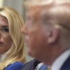 Attorney General Pam Bondi, left, listens as President Donald Trump, right, speaks during a cabinet meeting at the White House.
