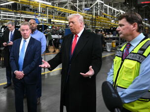 Trump tours the Ford Motor Company's River Rouge complex in Dearborn, Mich,, on Jan. 13, 2026.