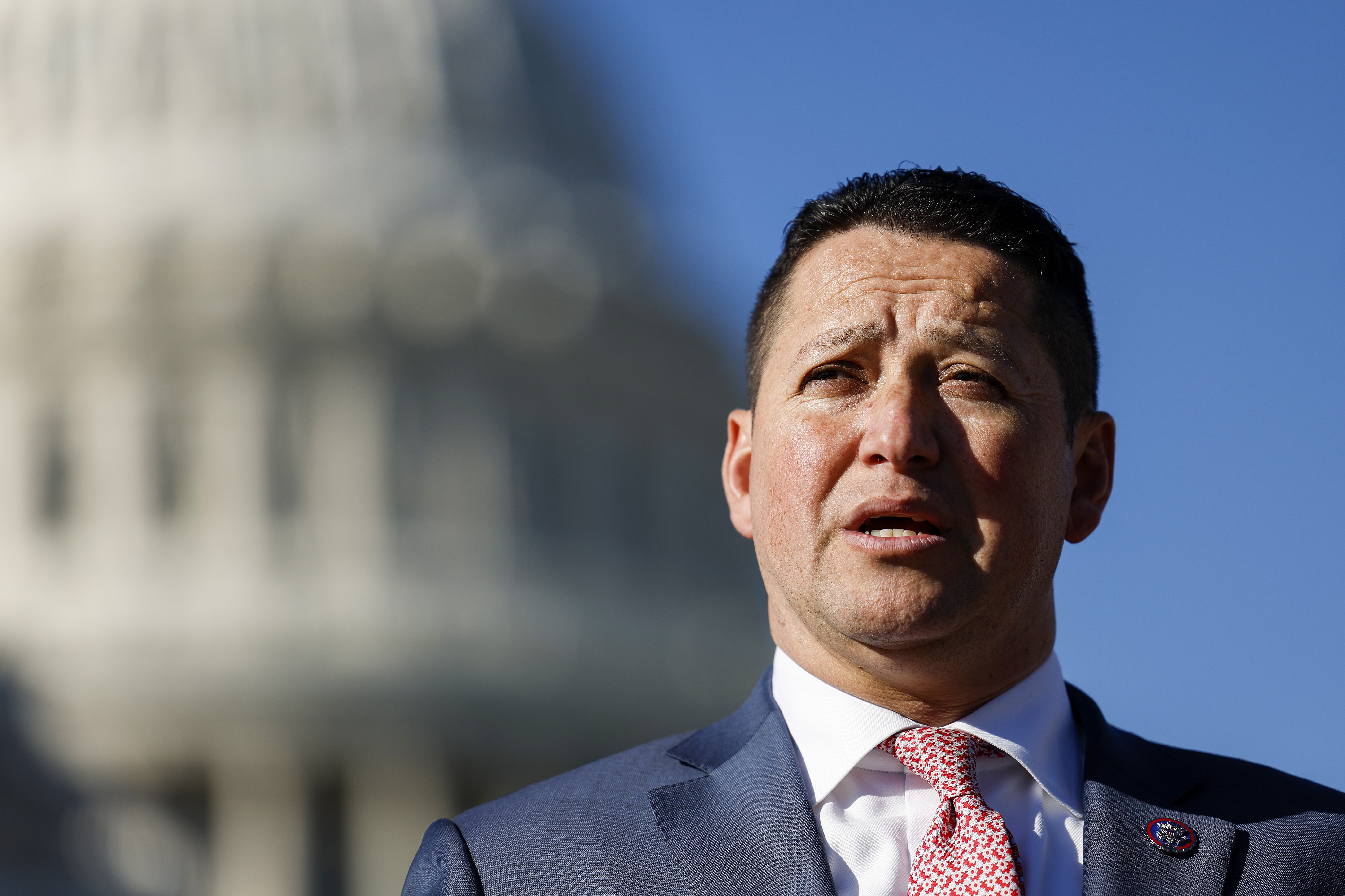 Rep. Tony Gonzales, R-Texas, is seen here at a news conference on border security outside of the U.S. Capitol Building on November 14, 2023.