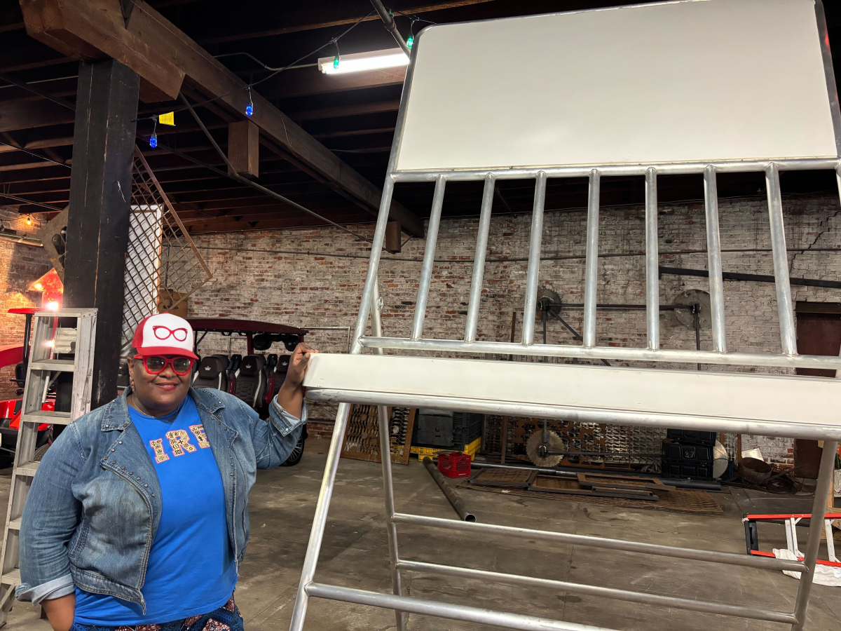 Michelle Browder, an artist in Montgomery, Ala., has installed a giant porch chair inside her warehouse studio. She hopes it provokes a frank dialogue on racial justice. 'We want you to see this history from a different perspective, but also reckon with it.'