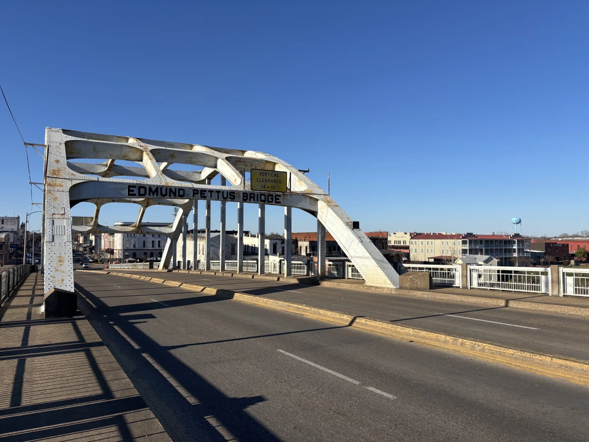 The iconic Edmund Pettus Bridge where on March 7, 1965 peaceful voting rights marchers were beaten violently by state troopers and sheriff's deputies. The brutal incident became known as Bloody Sunday.