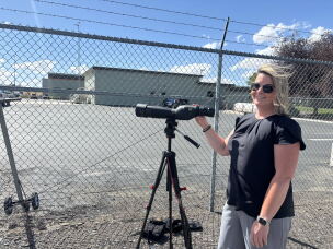 Heather Muth leads a small group of activists documenting twice-weekly ICE deportation flights.
