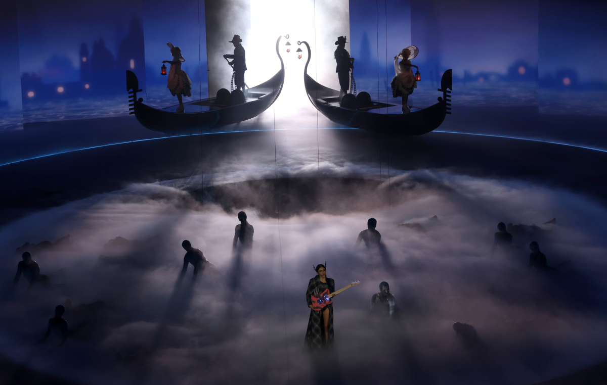 The night's musical performances brought high-tech set design to a roughly 2,000-year-old amphitheater.