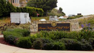The entrance to Trump National Golf Club Los Angeles in Rancho Palos Verdes, Calif., July 2020.