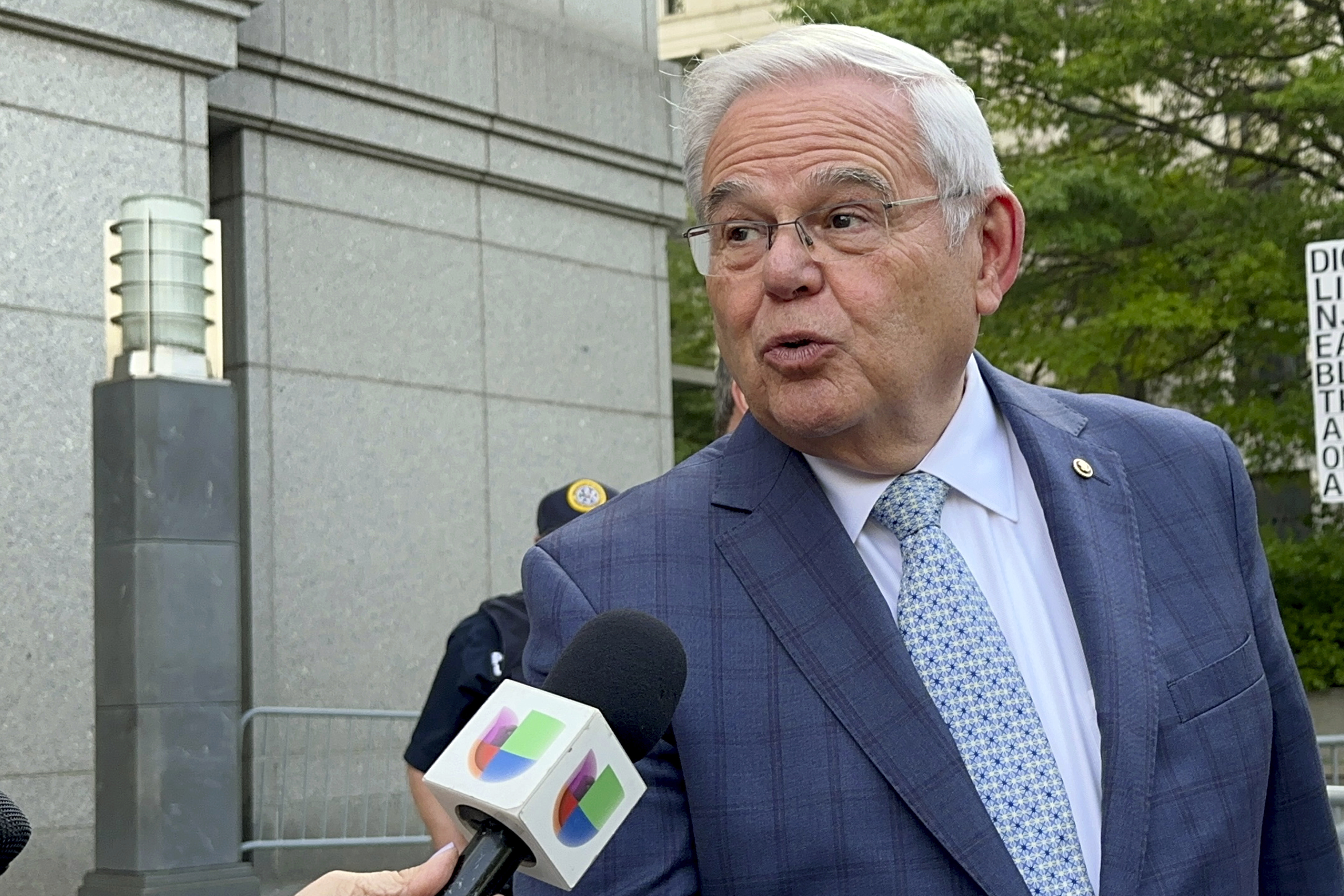 U.S. Sen. Bob Menendez, D-N.J., leaves federal court following the day