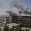 Smokes raises from a building of the Soroka hospital complex after it was hit by a missile fired from Iran in Beersheba, Israel, on Thursday.