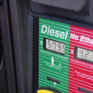The price of a gallon of diesel fuel is shown electronically on a pump at a QuikTrip station Thursday, Oct. 1, 2026, in Greenwood Village, Colo. (AP Photo/David Zalubowski)