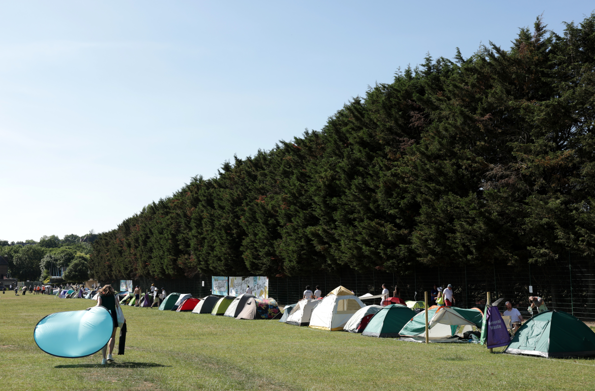 Tents set up in the Queue at Wimbledon, June 30.