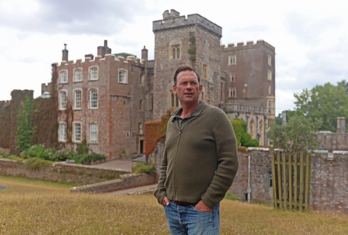 Aristocrat Charles Courtenay, 19th Earl of Devon, pictured outside his family seat of Powderham Castle in Devon, Britain. The Earl is one of the 86 remaining sitting hereditary peers in the  UK parliaments' House of Lords Upper Chamber who will be kicked out if the British government's House of Lords (Hereditary Peers) Bill passes.