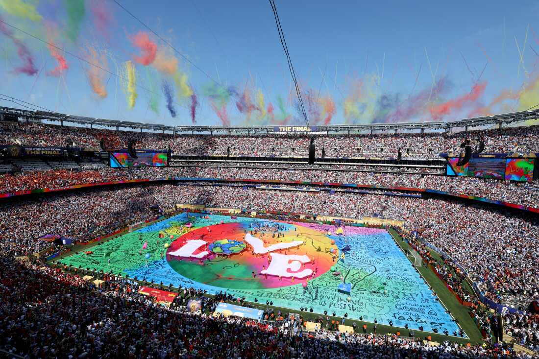 A view of New York New Jersey Stadium on July 19, 2026 in East Rutherford, New Jersey during the Topps Final Halftime Show
