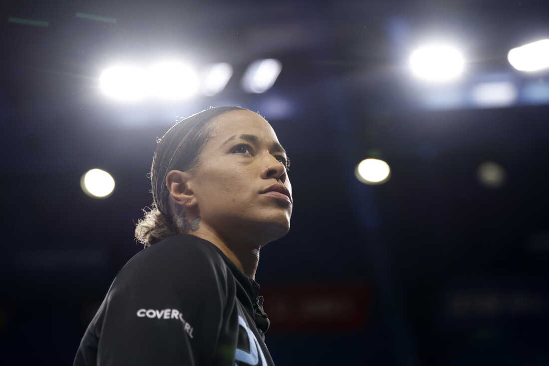 Natasha Cloud of the Chicago Sky looks on prior to the game against the Indiana Fever at Wintrust Arena on Aug. 23 in Chicago.