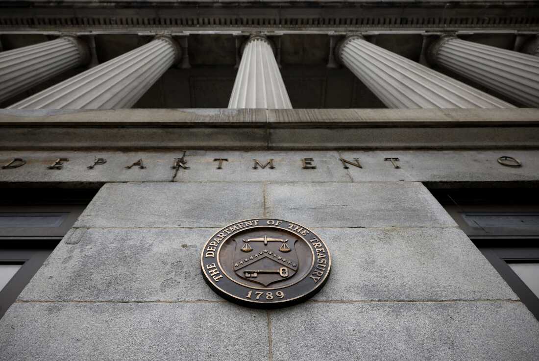 A file photo of the Treasury Department headquarters in Washington, DC, where billionaire Elon Musk has installed an ally to oversee a key payment system as part of his cost-cutting effots.