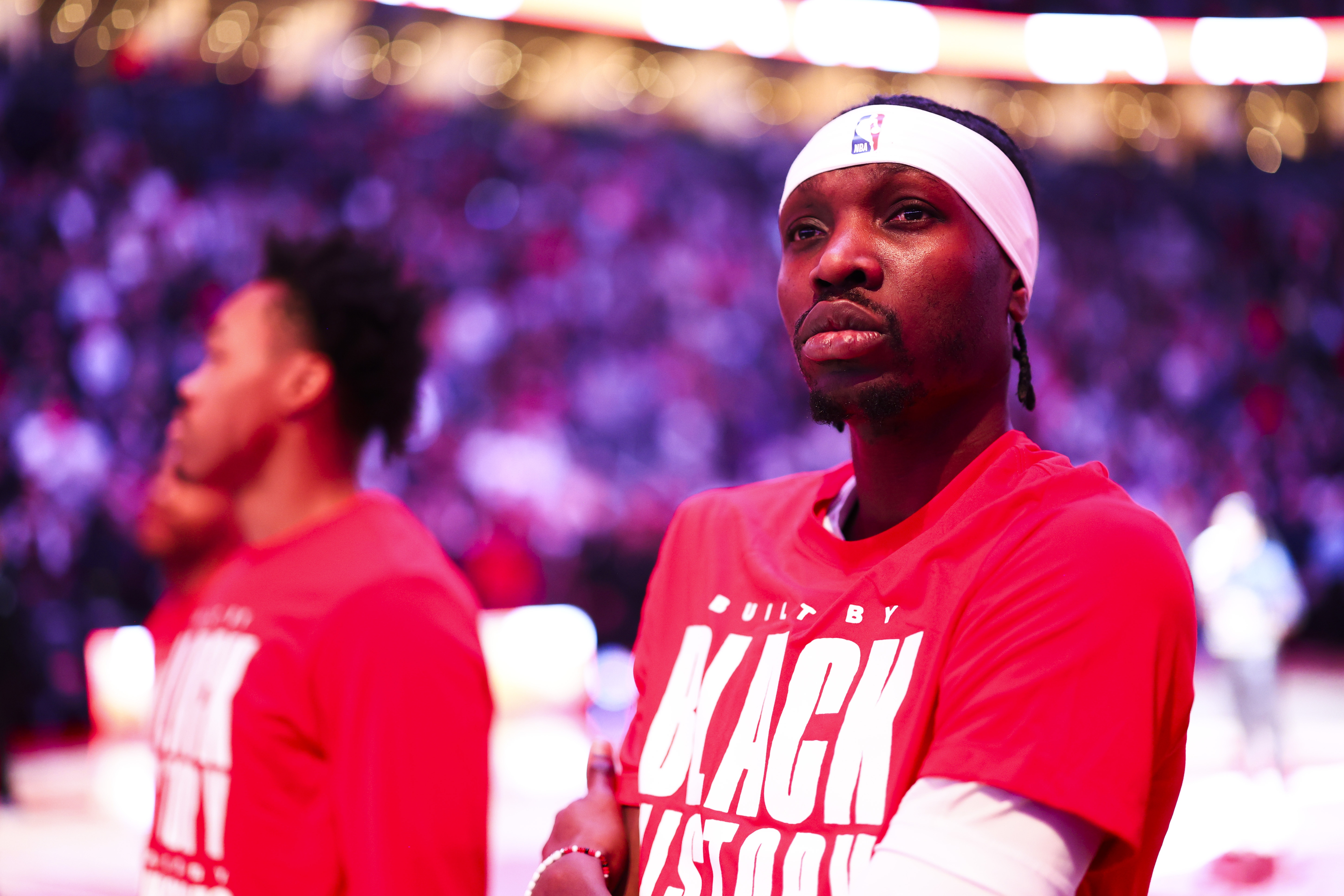 Chris Boucher #25 of the Toronto Raptors before the game against the LA Clippers on Sunday at the Scotiabank Arena in Toronto, Canada.
